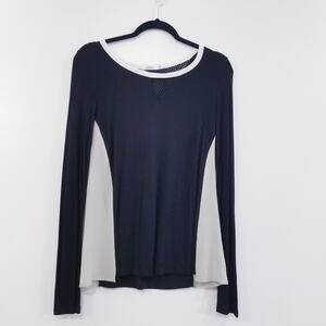 AIKO Trudie Silk & Leather Keyhole Blouse